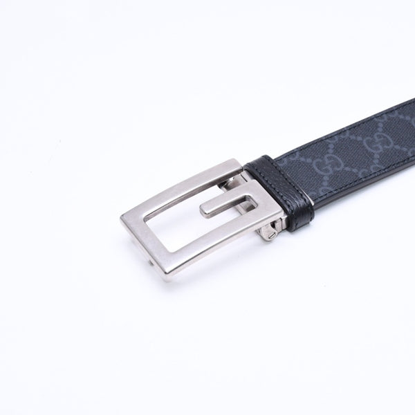 極美品 GUCCI グッチ スクエアG バックル リバーシブル ベルト 626974 サイズ95/38 GGスプリームキャンバス ブラック グレー 中古 4a006641