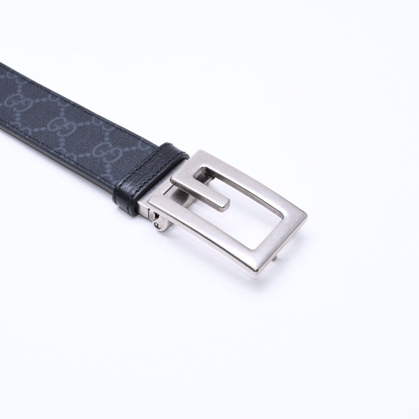 極美品 GUCCI グッチ スクエアG バックル リバーシブル ベルト 626974 サイズ95/38 GGスプリームキャンバス ブラック グレー 中古 4a006641