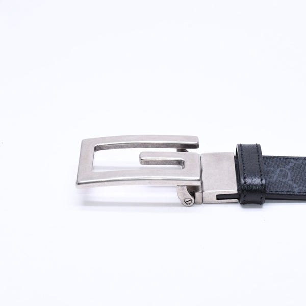 極美品 GUCCI グッチ スクエアG バックル リバーシブル ベルト 626974 サイズ95/38 GGスプリームキャンバス ブラック グレー 中古 4a006641