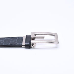 極美品 GUCCI グッチ スクエアG バックル リバーシブル ベルト 626974 サイズ95/38 GGスプリームキャンバス ブラック グレー 中古 4a006641