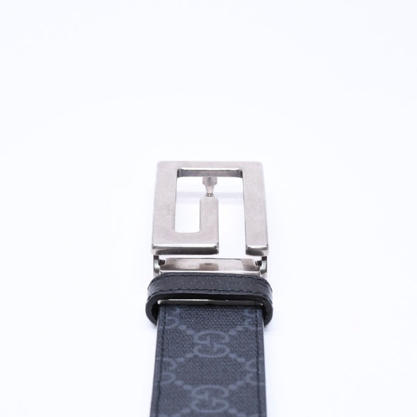 極美品 GUCCI グッチ スクエアG バックル リバーシブル ベルト 626974 サイズ95/38 GGスプリームキャンバス ブラック グレー 中古 4a006641
