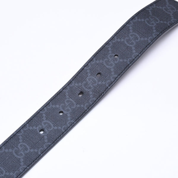 極美品 GUCCI グッチ スクエアG バックル リバーシブル ベルト 626974 サイズ95/38 GGスプリームキャンバス ブラック グレー 中古 4a006641