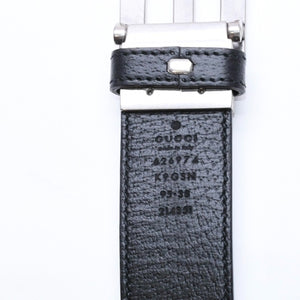 極美品 GUCCI グッチ スクエアG バックル リバーシブル ベルト 626974 サイズ95/38 GGスプリームキャンバス ブラック グレー 中古 4a006641