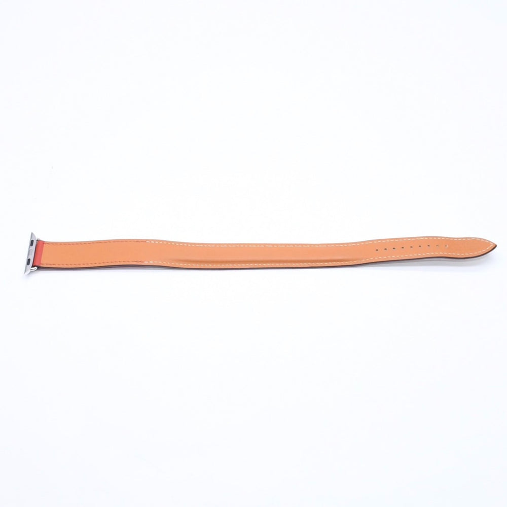 新品同様品 HERMES エルメス Apple Watch アップルウォッチ 40mm バンド ウォッチバンド レザーベルト ドゥブルトゥール レッド グレー シルバー金具 中古 4a006659