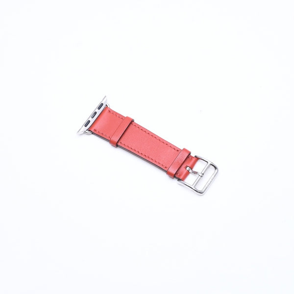 新品同様品 HERMES エルメス Apple Watch アップルウォッチ 40mm バンド ウォッチバンド レザーベルト ドゥブルトゥール レッド グレー シルバー金具 中古 4a006659