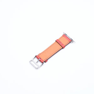 新品同様品 HERMES エルメス Apple Watch アップルウォッチ 40mm バンド ウォッチバンド レザーベルト ドゥブルトゥール レッド グレー シルバー金具 中古 4a006659