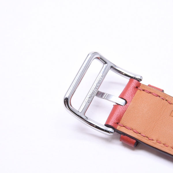 新品同様品 HERMES エルメス Apple Watch アップルウォッチ 40mm バンド ウォッチバンド レザーベルト ドゥブルトゥール レッド グレー シルバー金具 中古 4a006659