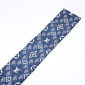 極美品 LOUIS VUITTON ルイヴィトン バンド― SINCE 1854 スカーフ シルク ネイビー ブルー MP2827 中古 4a006170