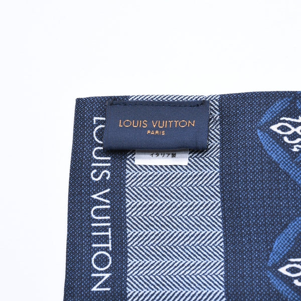 極美品 LOUIS VUITTON ルイヴィトン バンド― SINCE 1854 スカーフ シルク ネイビー ブルー MP2827 中古 4a006170