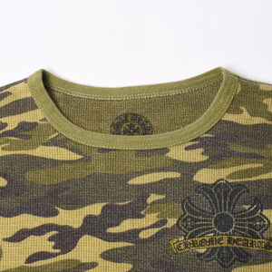 CHROME HEARTS クロムハーツ サーマル 長袖Tシャツ サイズS CHプラス ホースシュー プリント カーキ カモフラ柄 美品 中古 4a000482