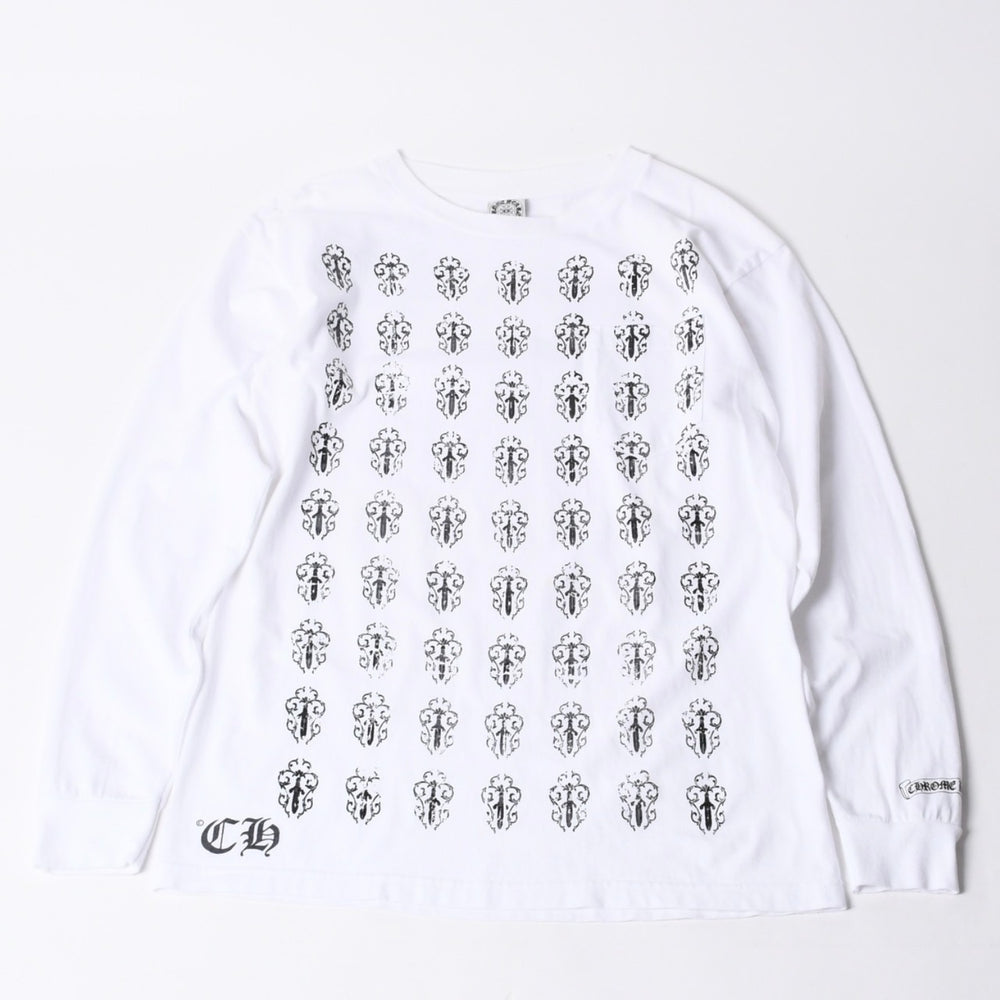 CHROME HEARTS クロムハーツ ヴィンダガー ロングTシャツ サイズM ホワイト コットン 美品 中古 4a000674