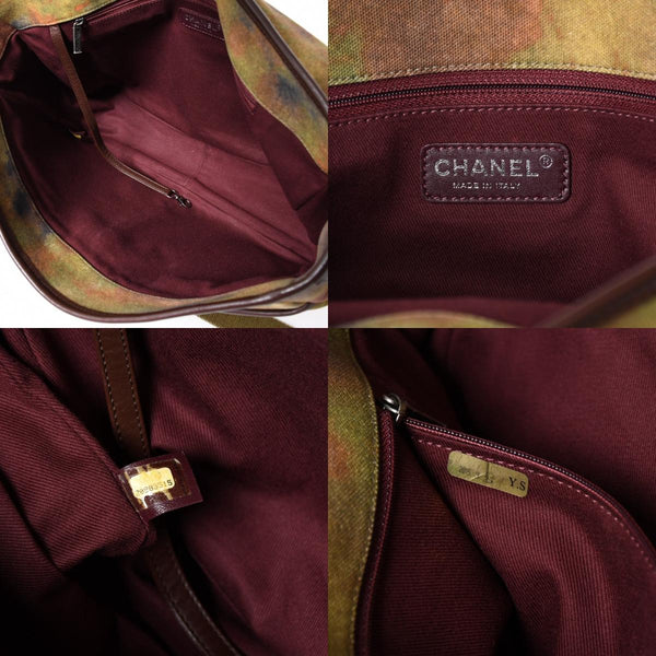 極美品 CHANEL シャネル エンブロイダリー ショルダーバッグ A92790 20番台 グラフィティ ココマーク カーキ マルチカラー 中古 4a006743