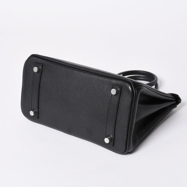 極美品 HERMES エルメス バーキン25 ハンドバッグ □L刻印 ヴォーエプソン ブラック シルバー金具 中古 4a006746