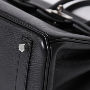 極美品 HERMES エルメス バーキン25 ハンドバッグ □L刻印 ヴォーエプソン ブラック シルバー金具 中古 4a006746