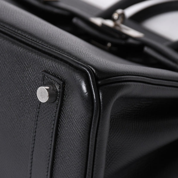 極美品 HERMES エルメス バーキン25 ハンドバッグ □L刻印 ヴォーエプソン ブラック シルバー金具 中古 4a006746