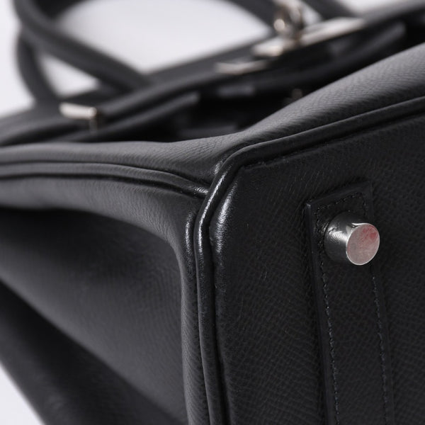 極美品 HERMES エルメス バーキン25 ハンドバッグ □L刻印 ヴォーエプソン ブラック シルバー金具 中古 4a006746