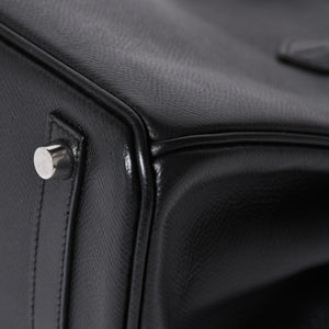 極美品 HERMES エルメス バーキン25 ハンドバッグ □L刻印 ヴォーエプソン ブラック シルバー金具 中古 4a006746