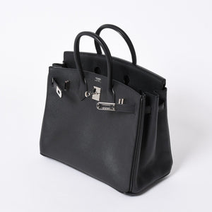 極美品 HERMES エルメス バーキン25 ハンドバッグ □L刻印 ヴォーエプソン ブラック シルバー金具 中古 4a006746