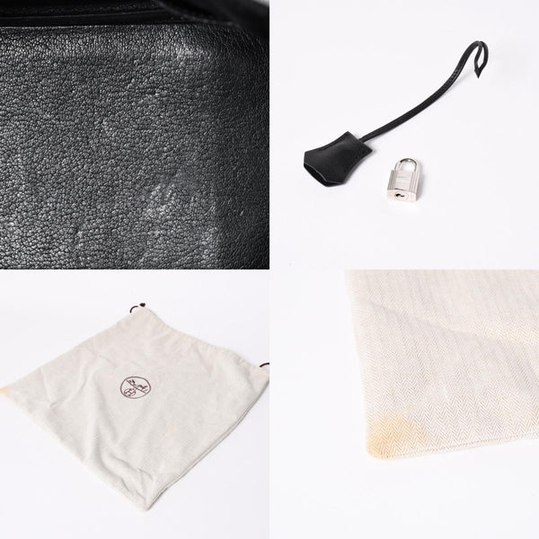 極美品 HERMES エルメス バーキン25 ハンドバッグ □L刻印 ヴォーエプソン ブラック シルバー金具 中古 4a006746
