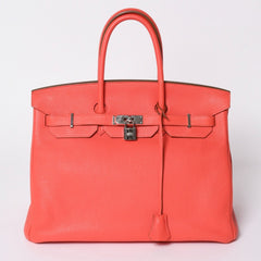 極美品 HERMES エルメス BIRKIN バーキン35 ローズジャイプール トリヨンクレマンス シルバー金具 ◻︎R刻印 ハンドバッグ 中古 4a006744