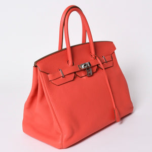 極美品 HERMES エルメス BIRKIN バーキン35 ローズジャイプール トリヨンクレマンス シルバー金具 ◻︎R刻印 ハンドバッグ 中古 4a006744