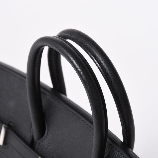 極美品 HERMES エルメス バーキン25 ハンドバッグ □L刻印 ヴォーエプソン ブラック シルバー金具 中古 4a006746