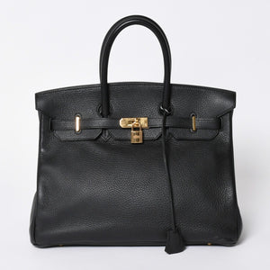 極美品 HERMES エルメス BIRKIN バーキン35 アルデンヌ ブラックゴールド金具 ◻︎G刻印 ハンドバッグ 中古 4a006745