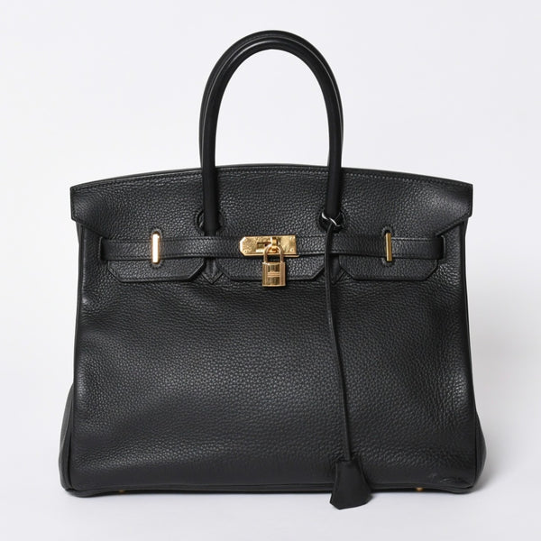 極美品 HERMES エルメス BIRKIN バーキン35 アルデンヌ ブラックゴールド金具 ◻︎G刻印 ハンドバッグ 中古 4a006745