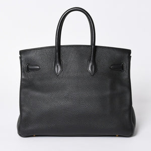 極美品 HERMES エルメス BIRKIN バーキン35 アルデンヌ ブラックゴールド金具 ◻︎G刻印 ハンドバッグ 中古 4a006745
