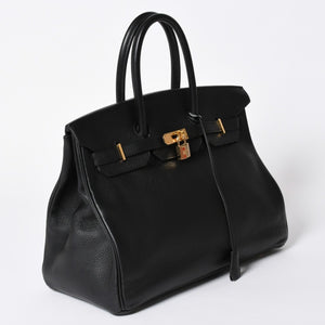 極美品 HERMES エルメス BIRKIN バーキン35 アルデンヌ ブラックゴールド金具 ◻︎G刻印 ハンドバッグ 中古 4a006745