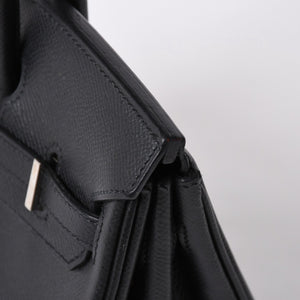 極美品 HERMES エルメス バーキン25 ハンドバッグ □L刻印 ヴォーエプソン ブラック シルバー金具 中古 4a006746