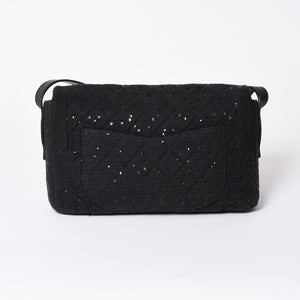 極美品 CHANEL シャネル 2.55 ショルダーバッグ 13番台 ココマーク スパンコール キャンバス レザー ブラック 中古 4a006582