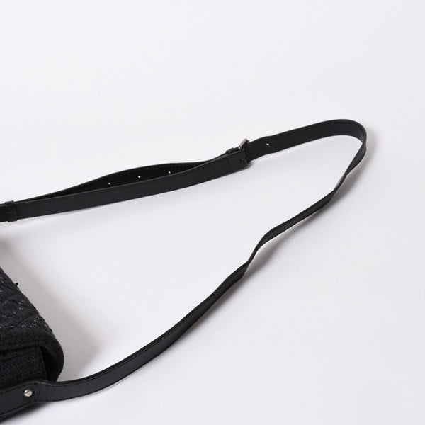 極美品 CHANEL シャネル 2.55 ショルダーバッグ 13番台 ココマーク スパンコール キャンバス レザー ブラック 中古 4a006582
