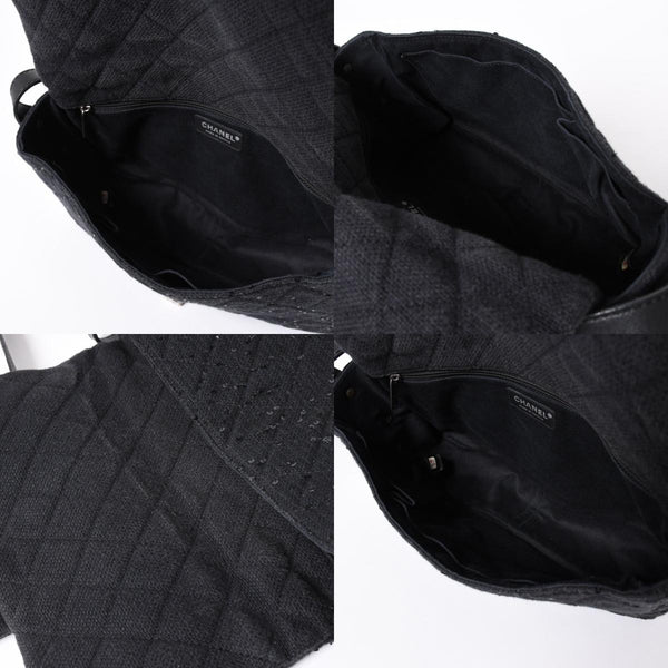 極美品 CHANEL シャネル 2.55 ショルダーバッグ 13番台 ココマーク スパンコール キャンバス レザー ブラック 中古 4a006582