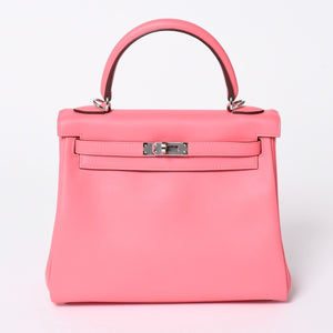 新品同様 HERMES エルメス ケリー25 2WAY ショルダーバッグ W刻印 ヴォースイフト ローズアザレ シルバー金具 中古 4a006897