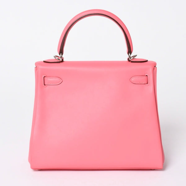 新品同様 HERMES エルメス ケリー25 2WAY ショルダーバッグ W刻印 ヴォースイフト ローズアザレ シルバー金具 中古 4a006897
