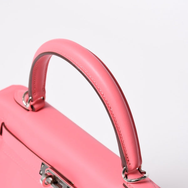新品同様 HERMES エルメス ケリー25 2WAY ショルダーバッグ W刻印 ヴォースイフト ローズアザレ シルバー金具 中古 4a006897