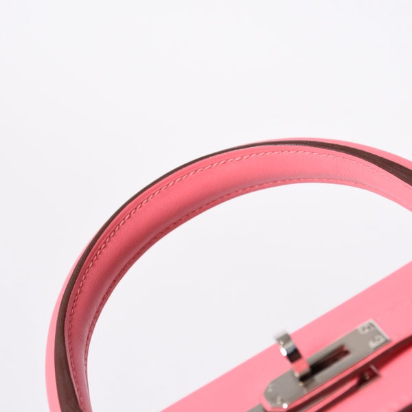 新品同様 HERMES エルメス ケリー25 2WAY ショルダーバッグ W刻印 ヴォースイフト ローズアザレ シルバー金具 中古 4a006897