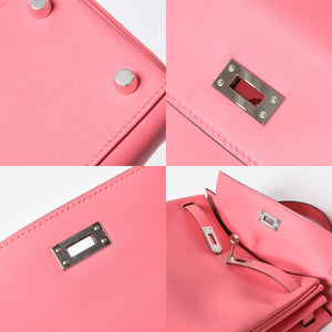 新品同様 HERMES エルメス ケリー25 2WAY ショルダーバッグ W刻印 ヴォースイフト ローズアザレ シルバー金具 中古 4a006897