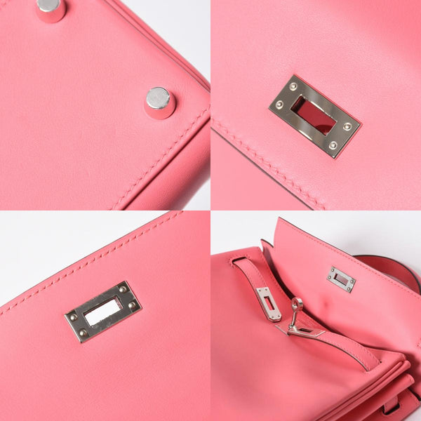 新品同様 HERMES エルメス ケリー25 2WAY ショルダーバッグ W刻印 ヴォースイフト ローズアザレ シルバー金具 中古 4a006897