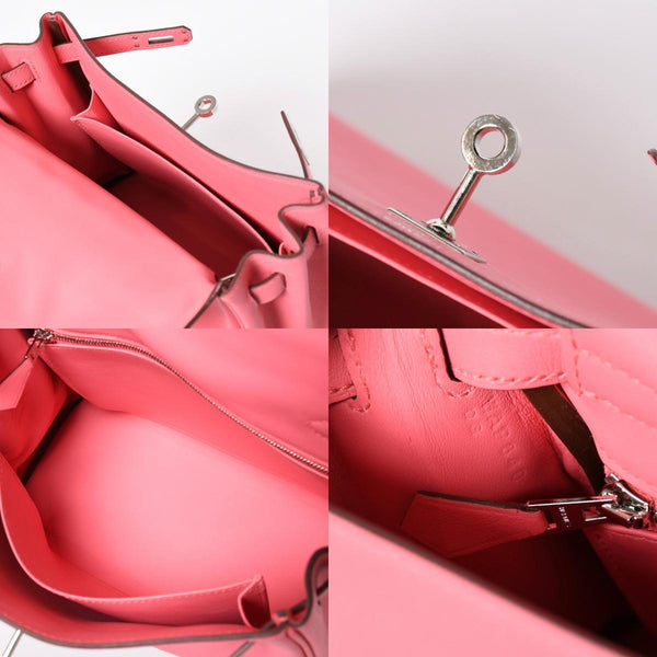 新品同様 HERMES エルメス ケリー25 2WAY ショルダーバッグ W刻印 ヴォースイフト ローズアザレ シルバー金具 中古 4a006897