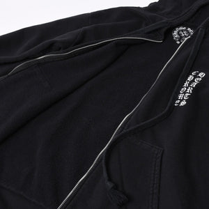 CHROME HEARTS Zip Up Hoodie Parka Size M Cemetery Scroll Label Black Good Condition Used 4a000676