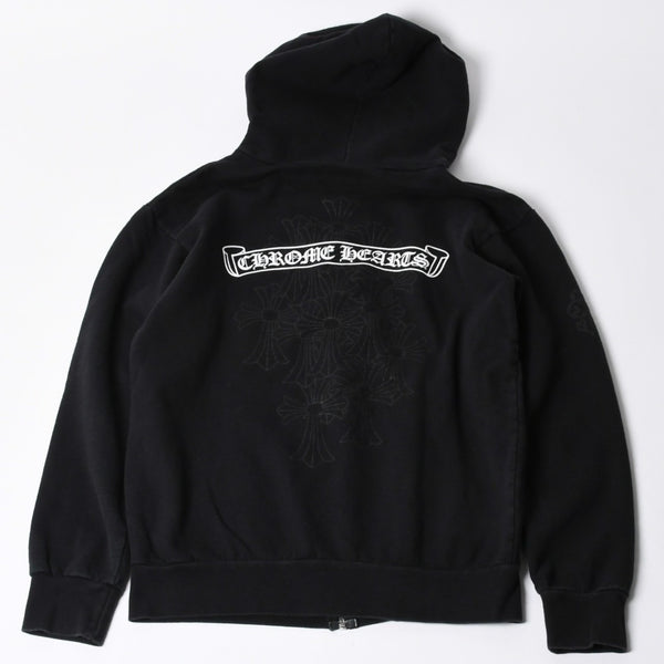 CHROME HEARTS Zip Up Hoodie Parka Size M Cemetery Scroll Label Black Good Condition Used 4a000676