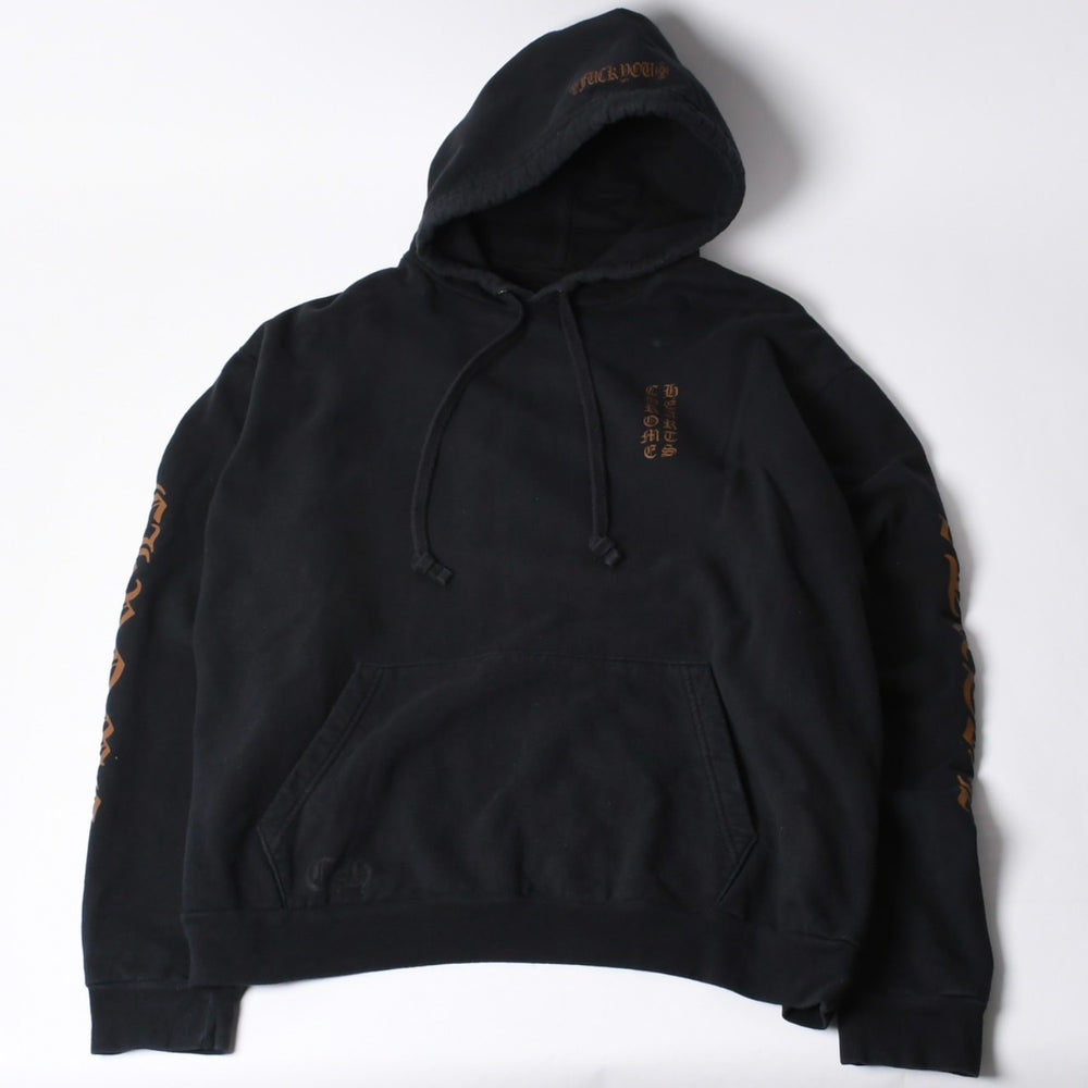 CHROME HEARTS クロムハーツ フーディー パーカー サイズXL ロゴ 袖プリント ブラック 美品 中古 4a000675