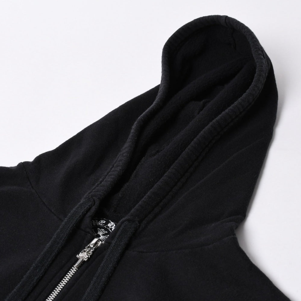 CHROME HEARTS クロムハーツ ジップアップフーディー パーカー サイズM セメタリー スクロールラベル ブラック 美品 中古 4a000676