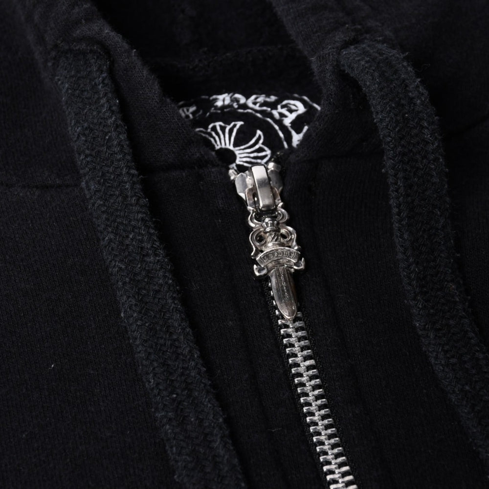 CHROME HEARTS クロムハーツ ジップアップフーディー パーカー サイズM セメタリー スクロールラベル ブラック 美品 中古 4a000676