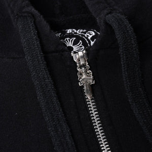 CHROME HEARTS Zip Up Hoodie Parka Size M Cemetery Scroll Label Black Good Condition Used 4a000676
