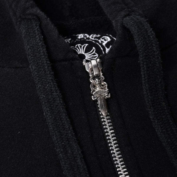 CHROME HEARTS Zip Up Hoodie Parka Size M Cemetery Scroll Label Black Good Condition Used 4a000676