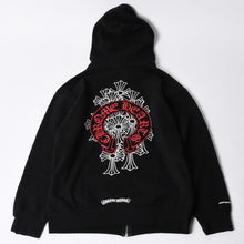画像をギャラリービューアに読み込む, 極美品 CHROME HEARTS クロムハーツ ジップアップフーディー パーカー サイズL セメタリー ホースシュー ブラック 中古 4a000677