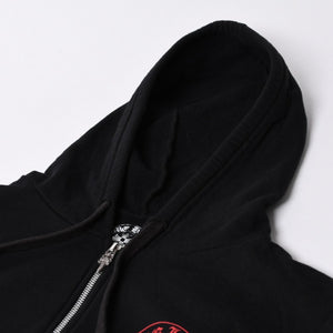 Very Good Condition CHROME HEARTS Zip Up Hoodie Parka Size L Cemetery Horseshoe Black Used 4a000677